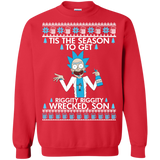 rick & morty: tis the season to get riggity riggity wrecked son sweater T-Shirt