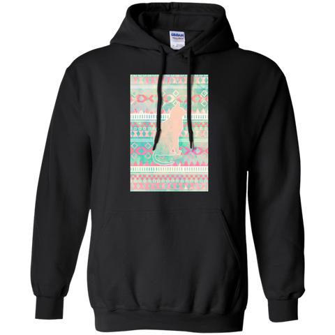 whimsical cat, pink turquoise girly aztec pattern t- T-Shirt