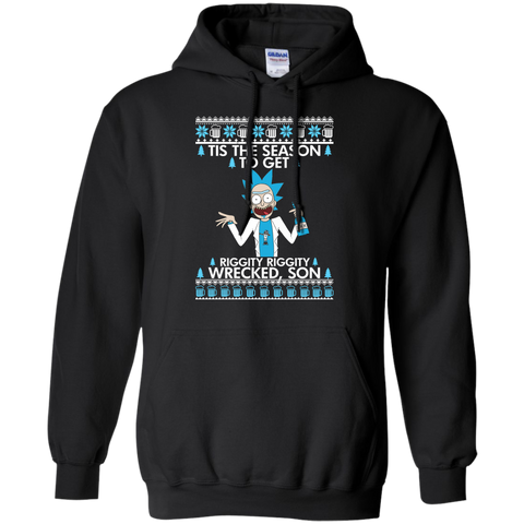 rick & morty: tis the season to get riggity riggity wrecked son sweater T-Shirt