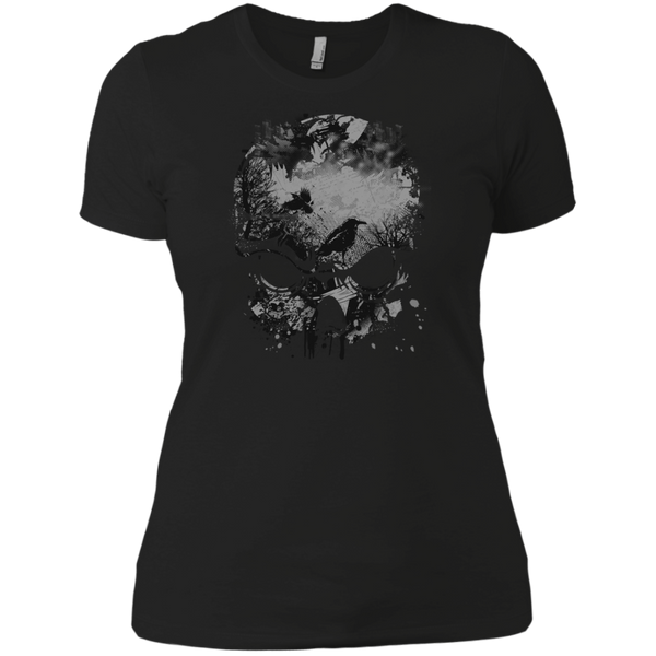 skull, trees and crow - wicked grunge design halloween T-Shirt