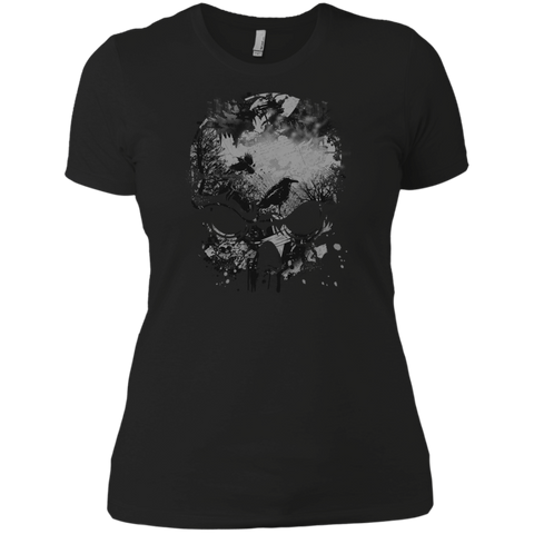 skull, trees and crow - wicked grunge design halloween T-Shirt