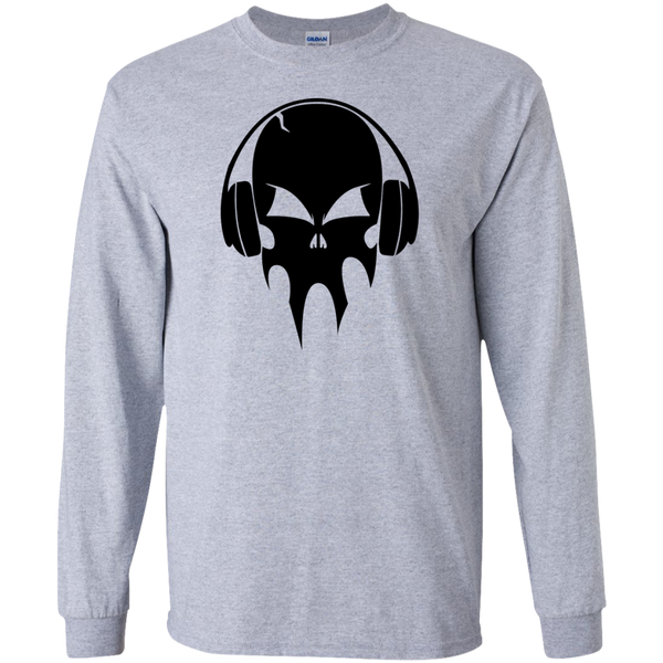 skull with headphones - black halloween T-Shirt
