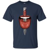 tongue cut by kitchen knife photo collage T-Shirt