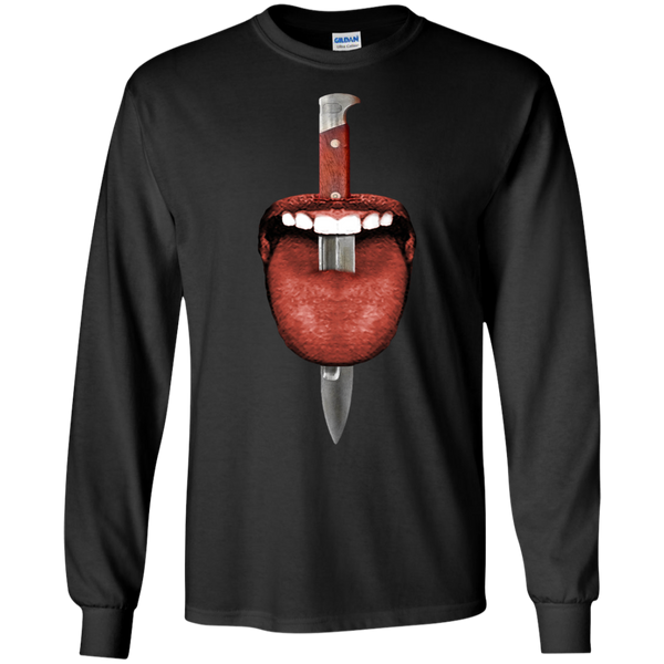 tongue cut by kitchen knife photo collage T-Shirt