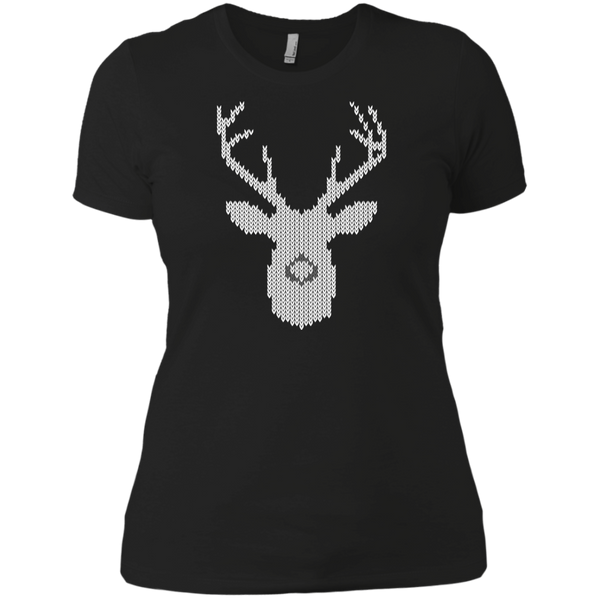 White Tail Deer Buck In Knit Style Holiday Sweater T-Shirt
