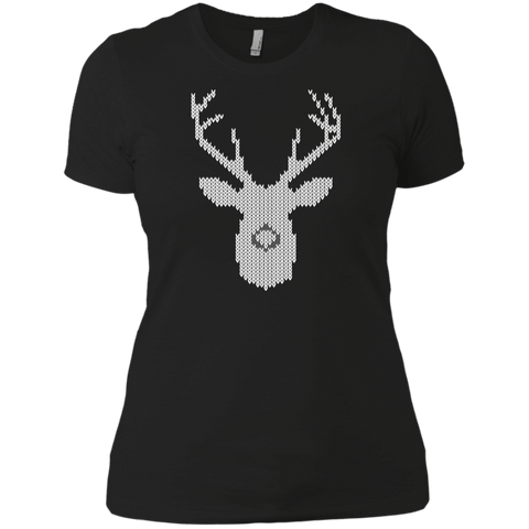 White Tail Deer Buck In Knit Style Holiday Sweater T-Shirt