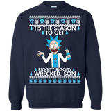rick & morty: tis the season to get riggity riggity wrecked son sweater T-Shirt