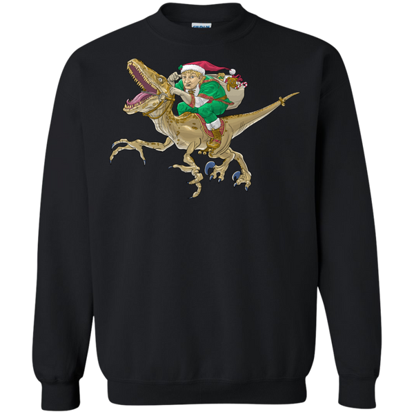 ugly christmas sweaters christmas elf riding a velociraptor T-Shirt