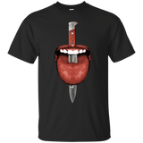 tongue cut by kitchen knife photo collage T-Shirt