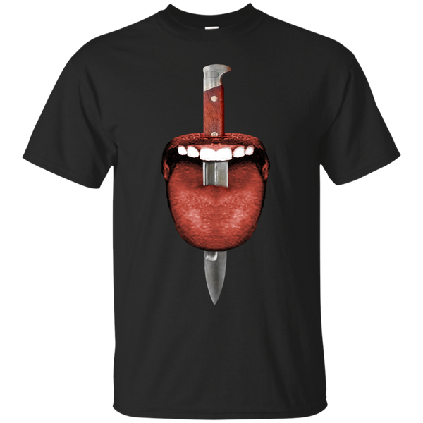 tongue cut by kitchen knife photo collage T-Shirt