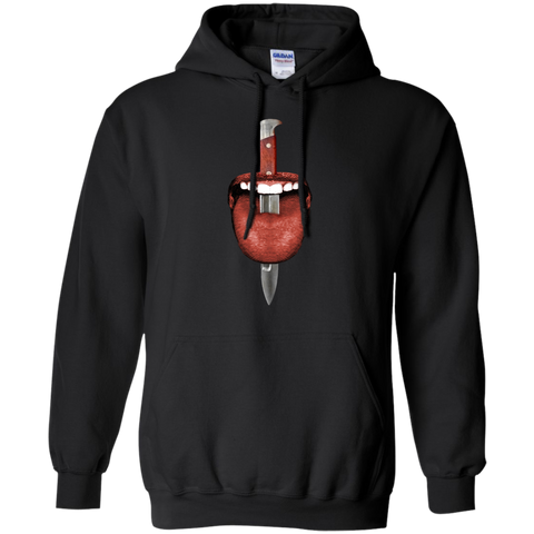 tongue cut by kitchen knife photo collage T-Shirt