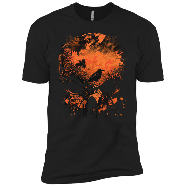 Wicked Skull Crows And Trees - Distressed Grunge Halloween T-Shirt