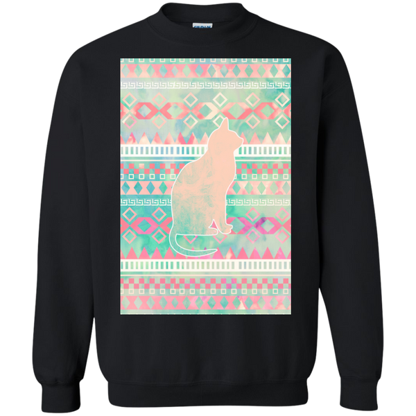 Whimsical Cat, Pink Turquoise Girly Aztec Pattern T- T-Shirt