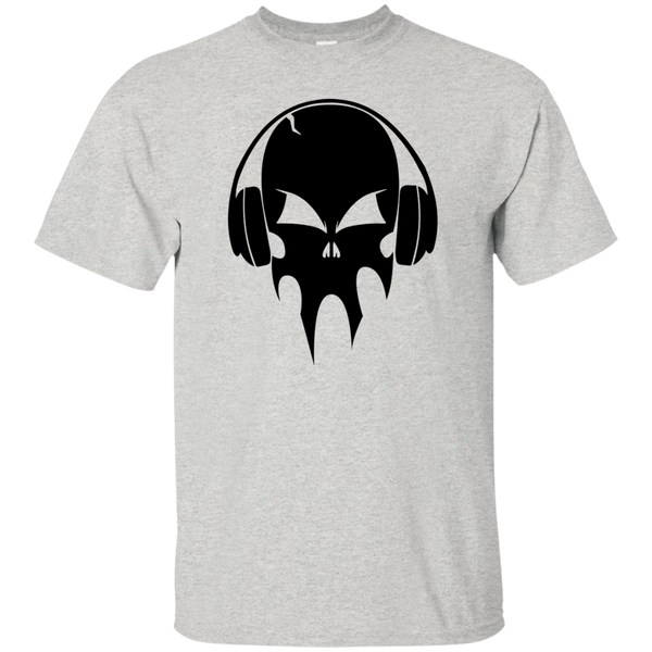 skull with headphones - black halloween T-Shirt