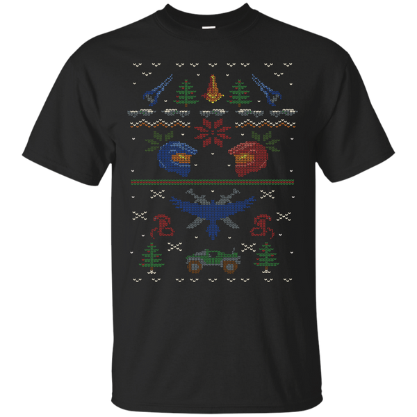 ugly red vs blue christmas sweater holiday sweater T-Shirt