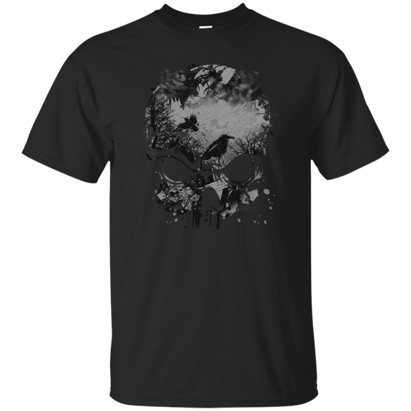 skull, trees and crow - wicked grunge design halloween T-Shirt