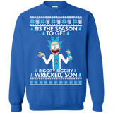 rick & morty: tis the season to get riggity riggity wrecked son sweater T-Shirt