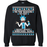 rick & morty: tis the season to get riggity riggity wrecked son sweater T-Shirt