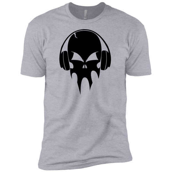 skull with headphones - black halloween T-Shirt