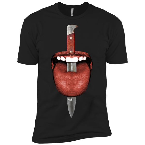 tongue cut by kitchen knife photo collage T-Shirt