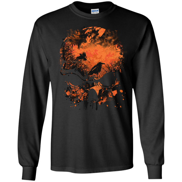 Wicked Skull Crows And Trees - Distressed Grunge Halloween T-Shirt